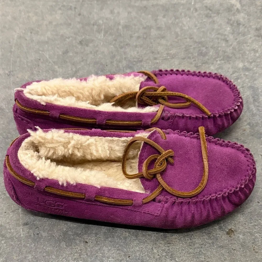 UGG Purple Suede Moccasins with Plush Lining